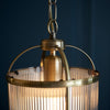 Antique Brass Ribbed Glass Pendant - 106710 - Uneeka Lighting