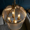 106711 Antique Brass Ribbed Glass Pendant - Large - Uneeka Lighting