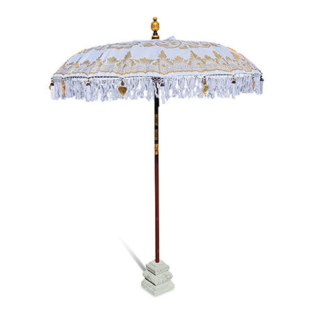 White Bali Sun Parasol With Pole Joint