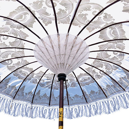 White Bali Sun Parasol With Pole Joint