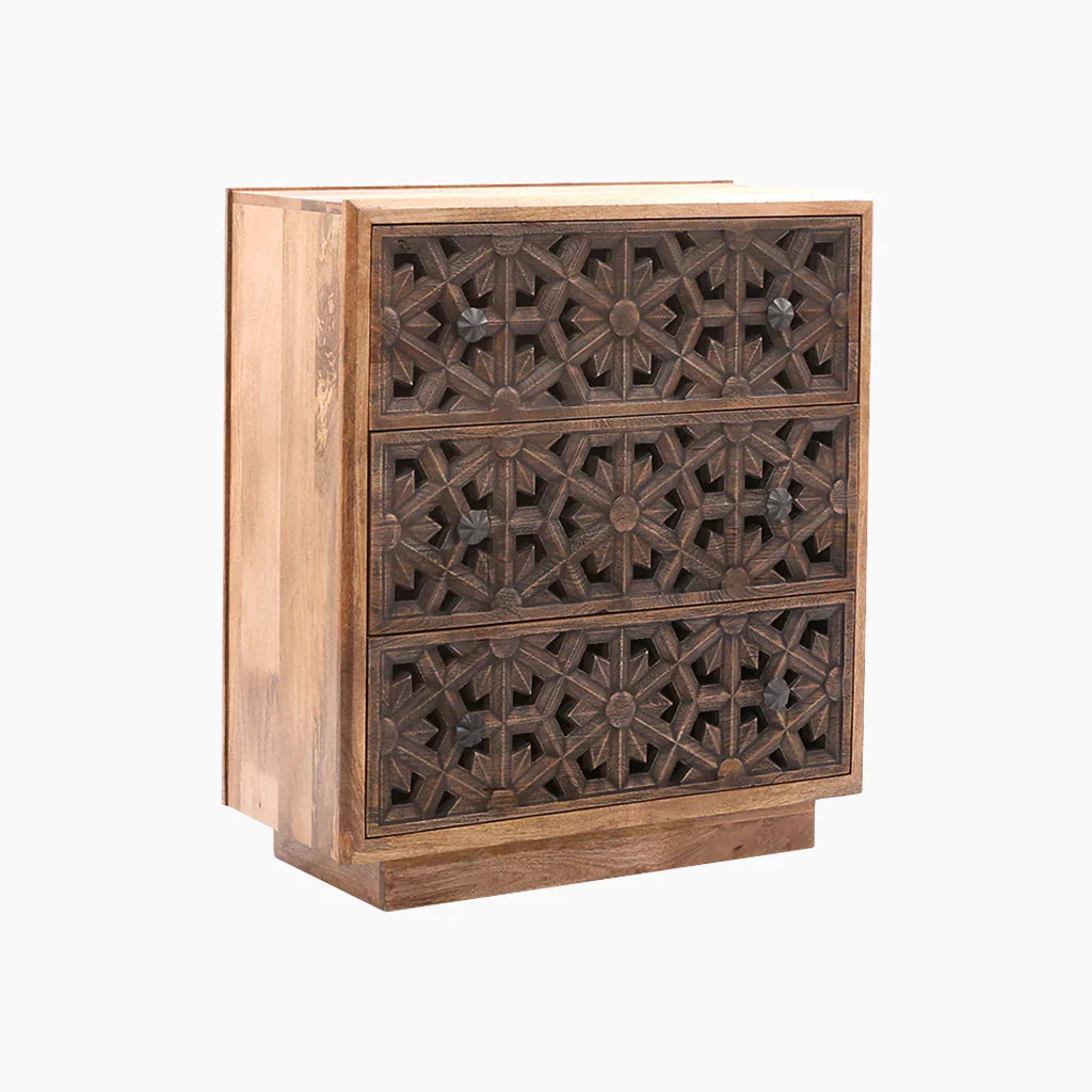 Three Drawer Cut Out Chest Of Drawers - BACD00002A - Uneeka