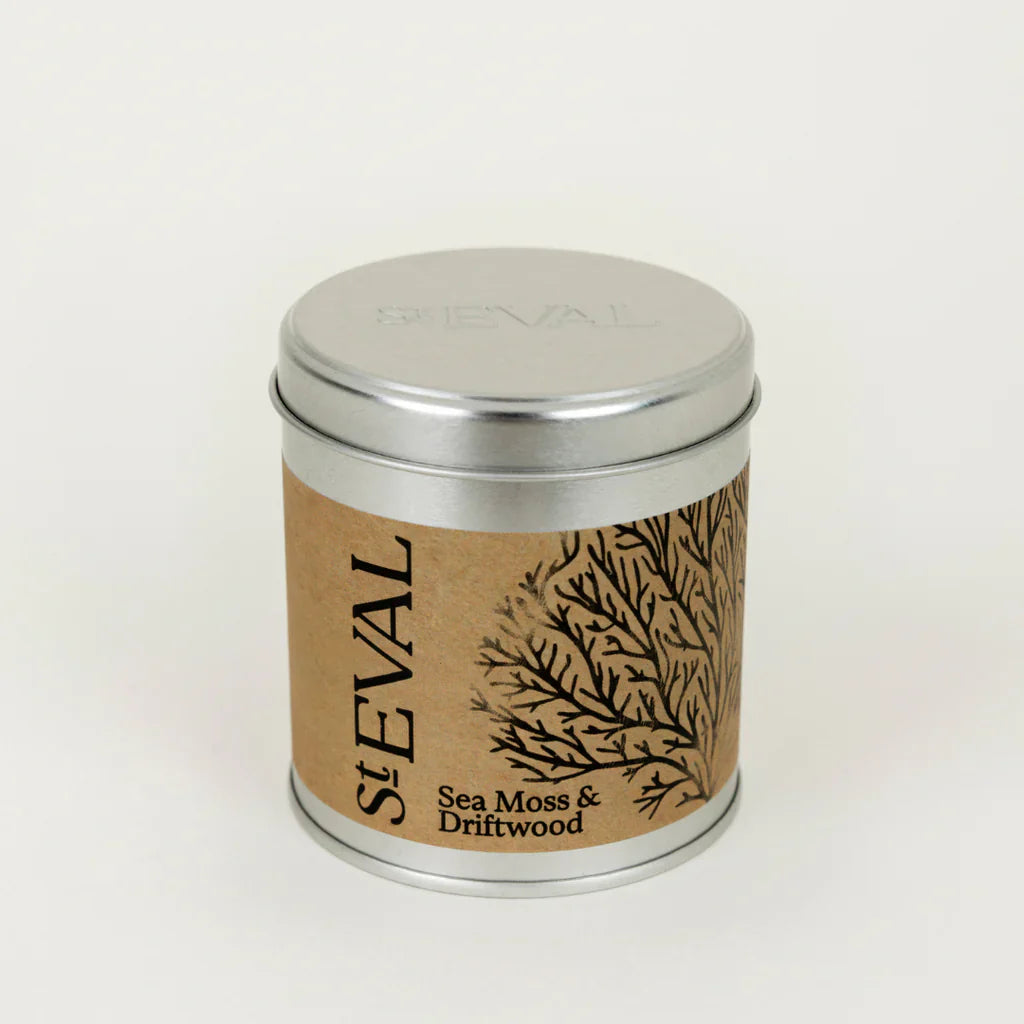 St Eval Tin Candle Sea Moss & Driftwood - F01385 - Uneeka