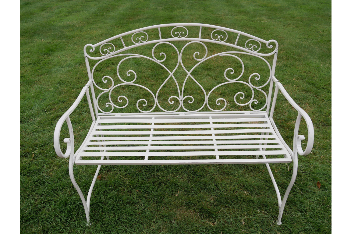 White Metal Outdoor Bench square one photo