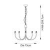Aged Brushed Brass Curved Arm 5 Light Pendant - 112152 - Height Adjustable - Uneeka