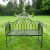 Black Metal Ornate Outdoor Bench - 9410 - Uneeka