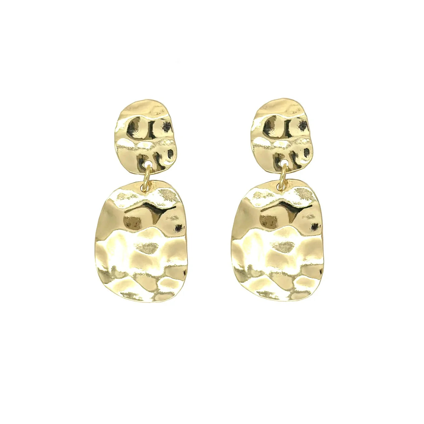 Hammered Disc Drop Stud Earrings - CE-1808-GD - Uneeka