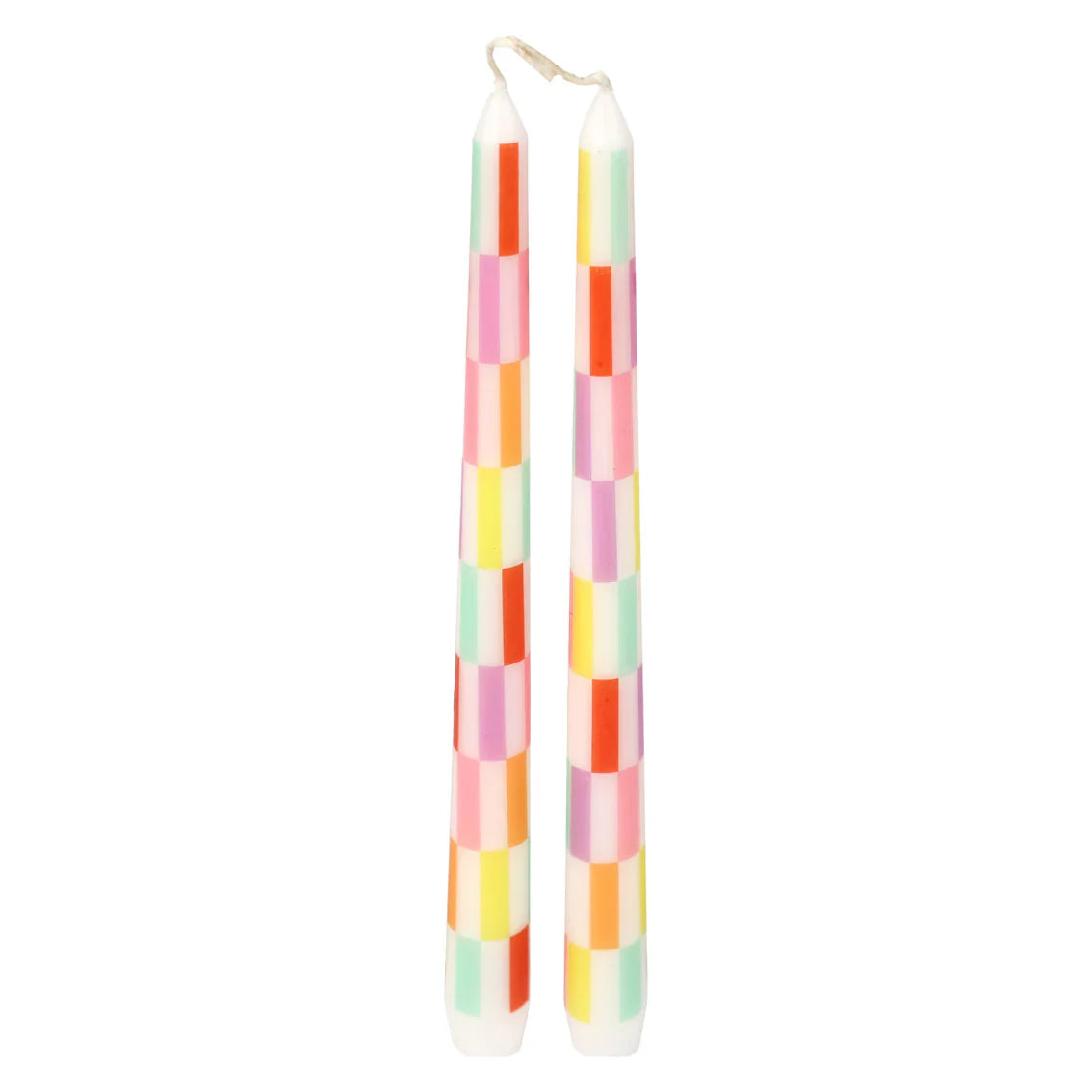Pack Of 2 Coloured Check Dinner Candle - CSHOP-CNDL-TPR-CHECK - Uneeka