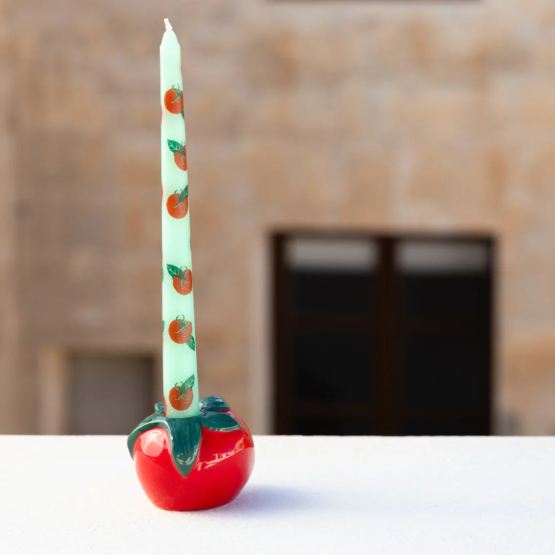 Pack Of 2 Tomato Patterned Dinner Candle - CSHOP-CNDL-TPR-TOM - Uneeka