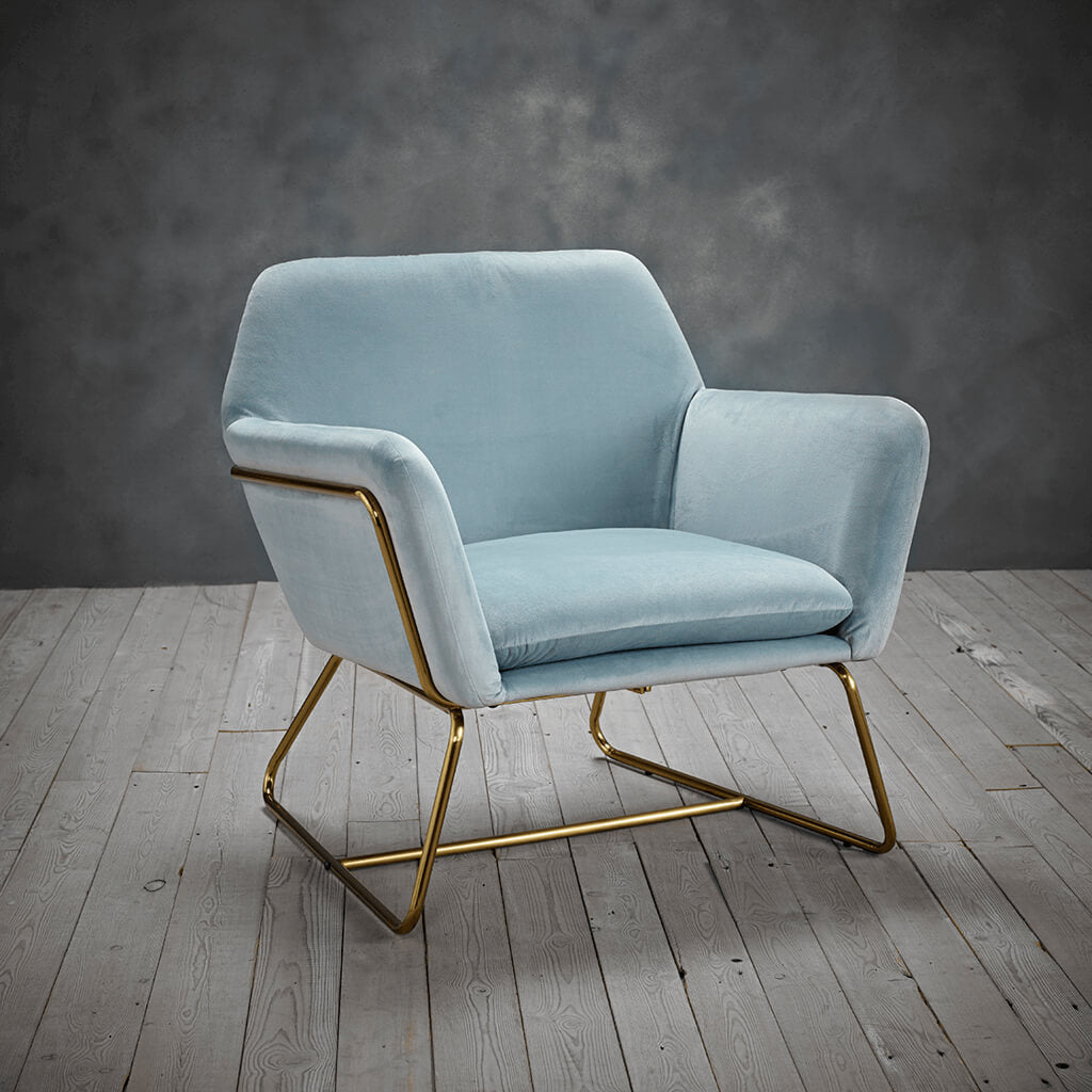 Charlie Velvet Occasional Chair - Sky Blue at Uneeka