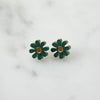 Colourful Daisy Stud Earrings - Green & Gold FSC approved wood & acrylic earrings - Uneeka