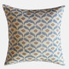 Dark Blue & Cream Feather Print Cushion - Linen-Mix Cloth - Uneeka