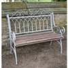 Iron & Fir Wood Grey Outdoor Bench angled view