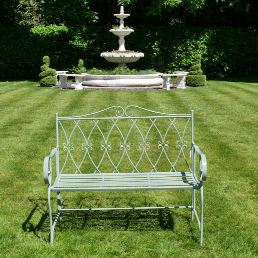 Light Green Ornate Outdoor Bench - 7390 - Uneeka