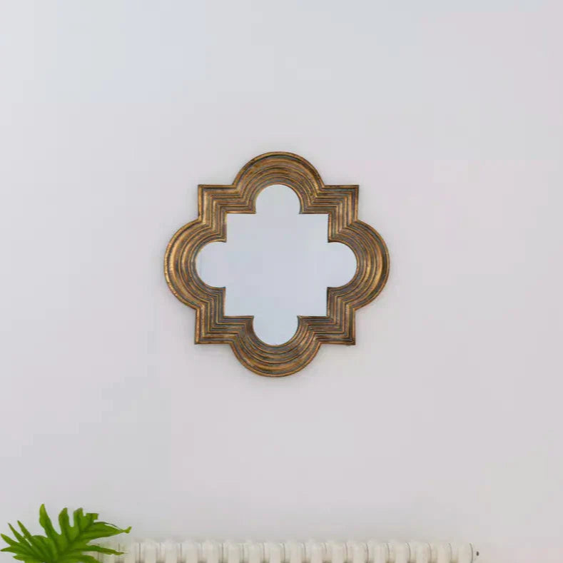 Gilded Clover Shape Antique Bronze Mirror - MQ25205 - Uneeka