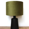 Olive Green Velvet Cylinder Lampshade at Uneeka