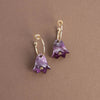 Purple Marble Wildflower Hoops - Gold Plated Silver Posts - Uneeka
