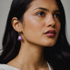 Purple Marble Wildflower Hoops - Gold Plated Silver Posts - Uneeka
