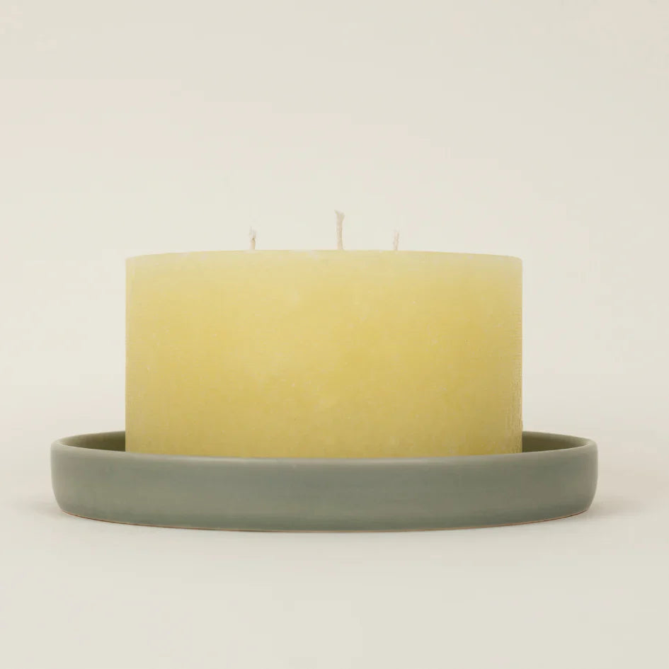 St Eval Sage Ceramic Candle Plate -  F01020 - Uneeka