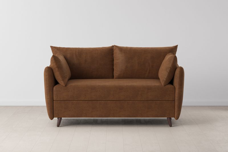 Swyft Model 08 2 Seater Sofa Bed - Made To Order - Faux Leather Chestnut - Uneeka