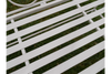 White Metal Outdoor Bench patina slats