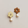 Abstract Brass Flower Studs with Pearl* - LE220103S - Uneeka