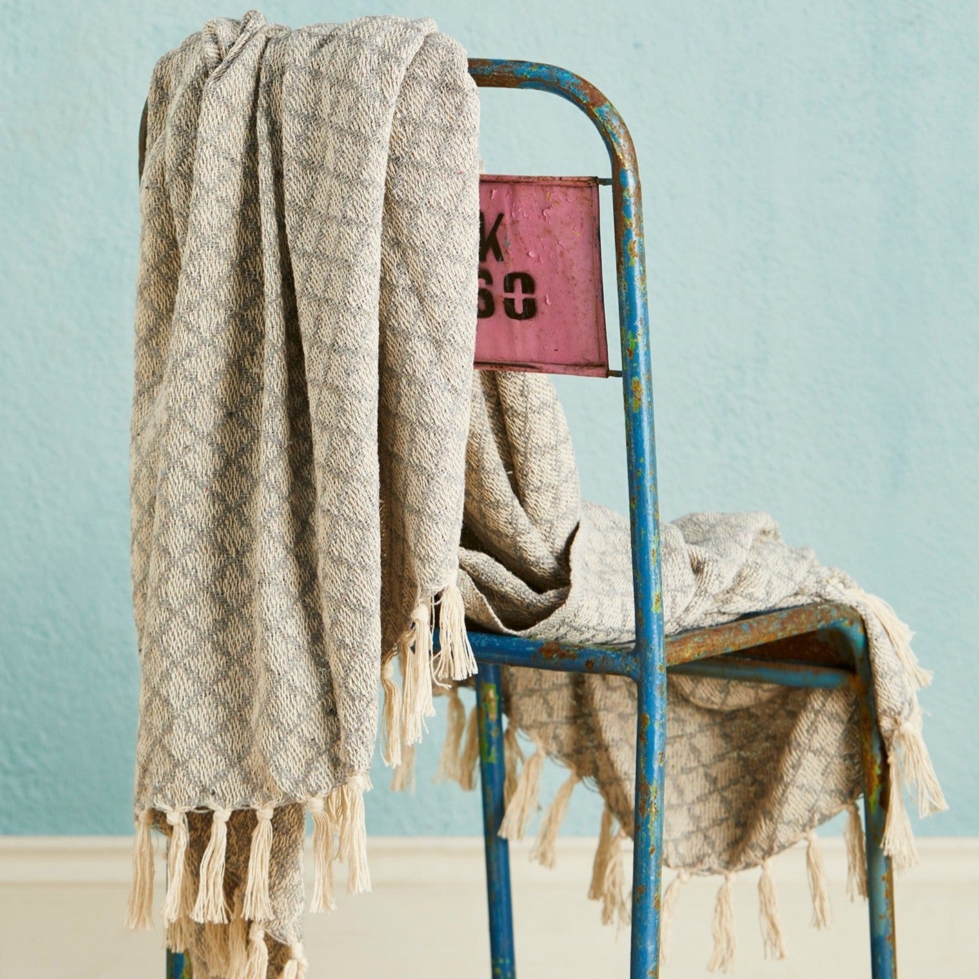 Agadir Handloom Recycled Throw - TH102GY - Uneeka