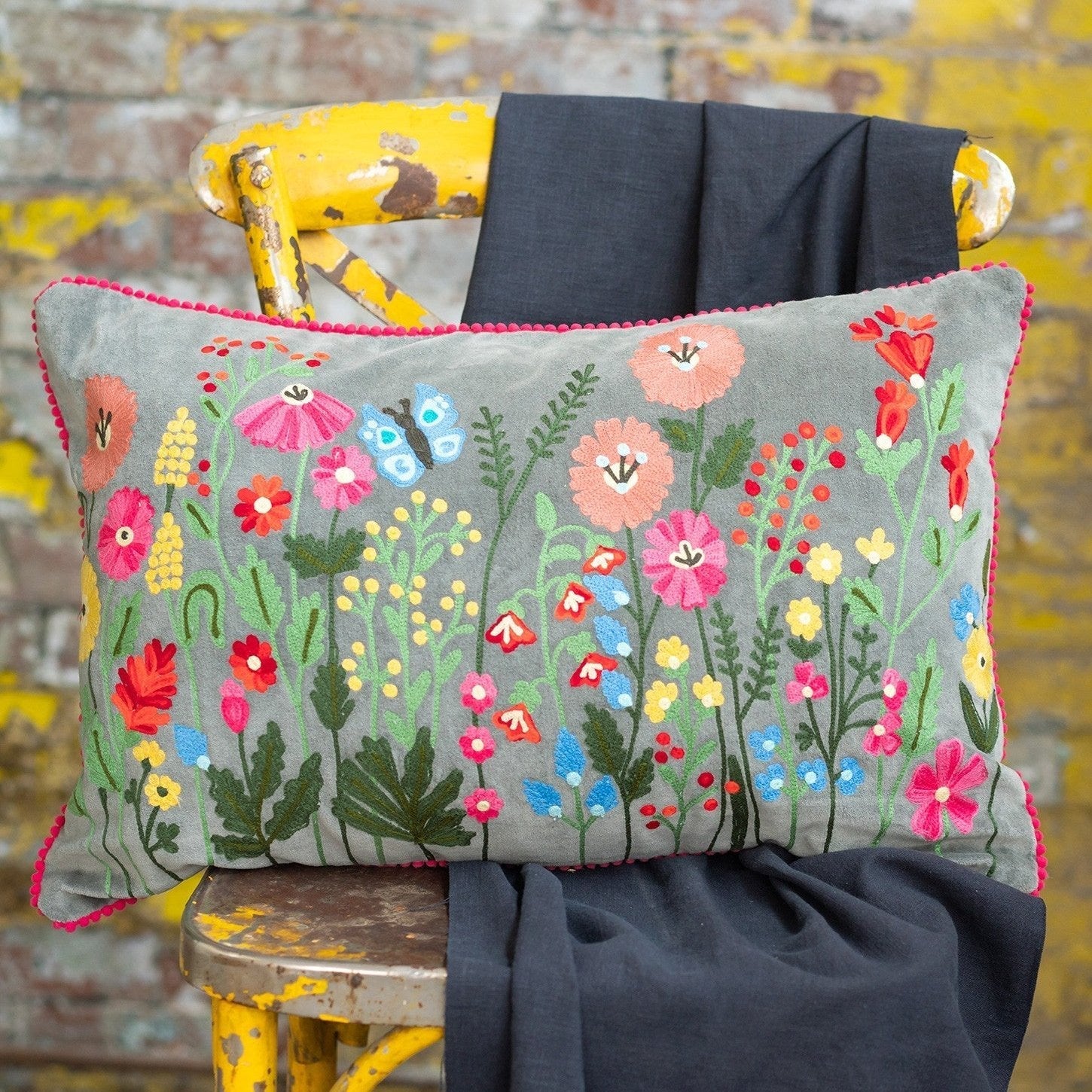 Amrita Velvet Rectangular Cushion - CC411 - Grey - Uneeka