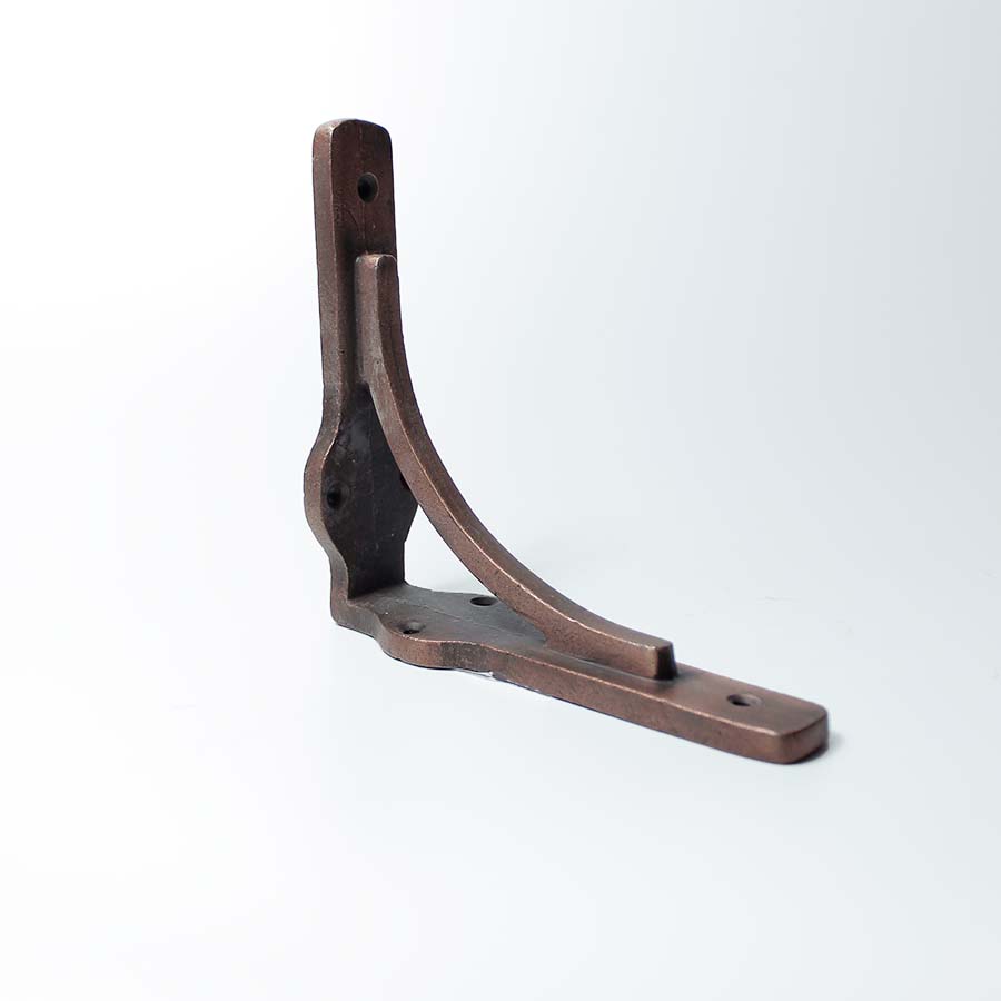 Antique Copper Gallows Shelf Bracket with Curved Lugs - D101.WU - Uneeka