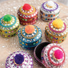 Assorted Colour Glitter and Pom Pom Trinket Box - PB70 - Uneeka