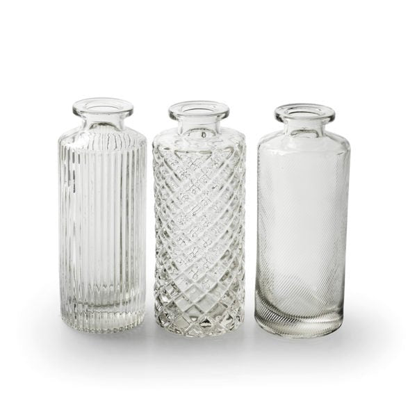 Assorted Pattern Mini Clear Bottle Vases - CV01051 - Uneeka