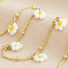 Beaded White Daisy Gold Satellite Chain Necklace - 60430 - Uneeka