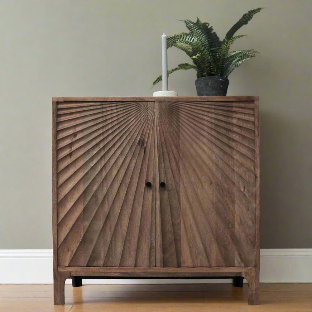 Beau Sun Ray Carved Mango Cabinet - HI031 - Uneeka