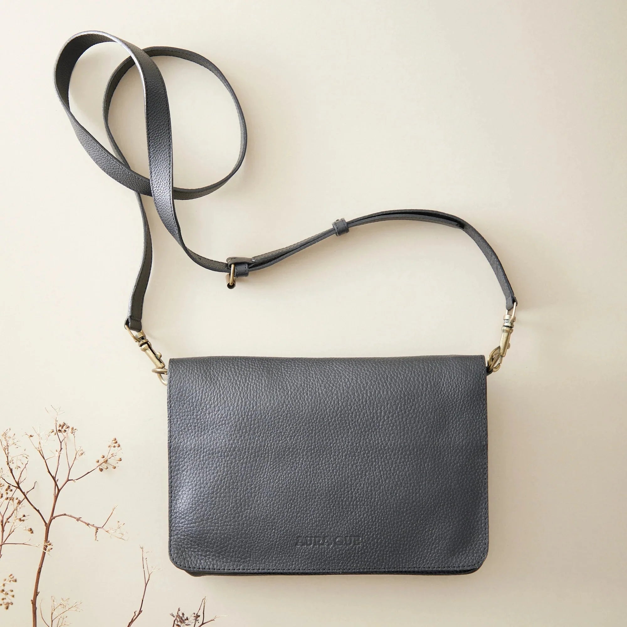 Black Leather Detachable Strap Multi - Function Bag - 18BLA - Uneeka