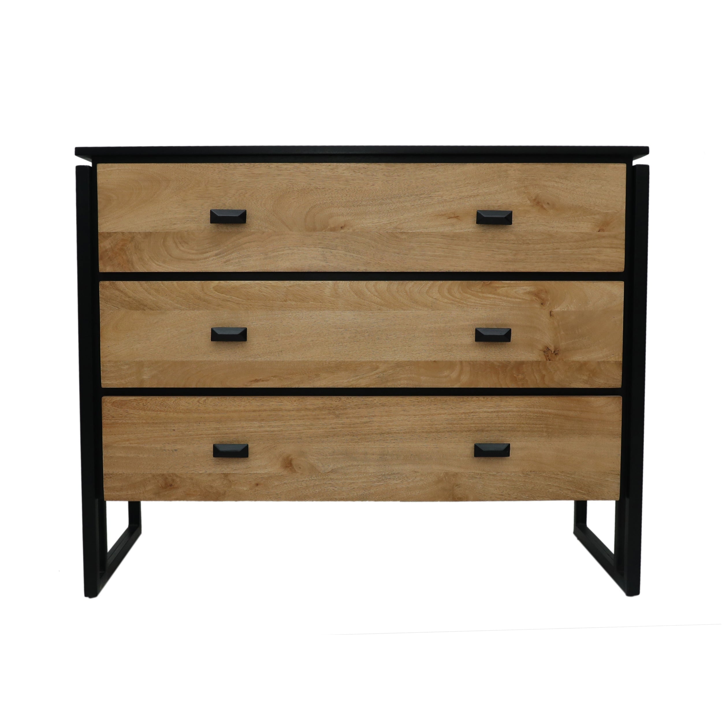 Black Metal Frame Wooden Chest of Drawers - M2161 - Uneeka