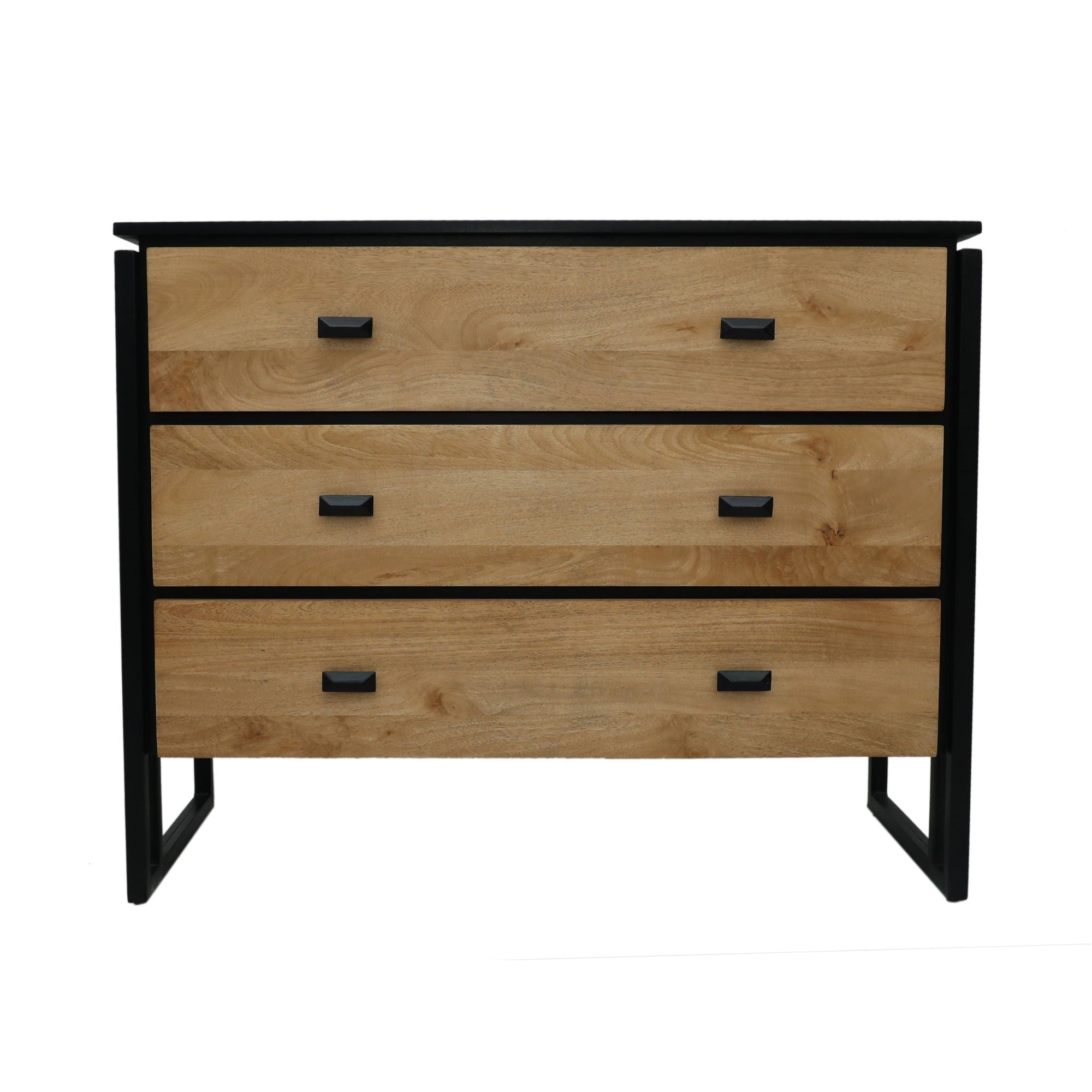 Black Metal Frame Wooden Chest of Drawers - M2161 - Uneeka