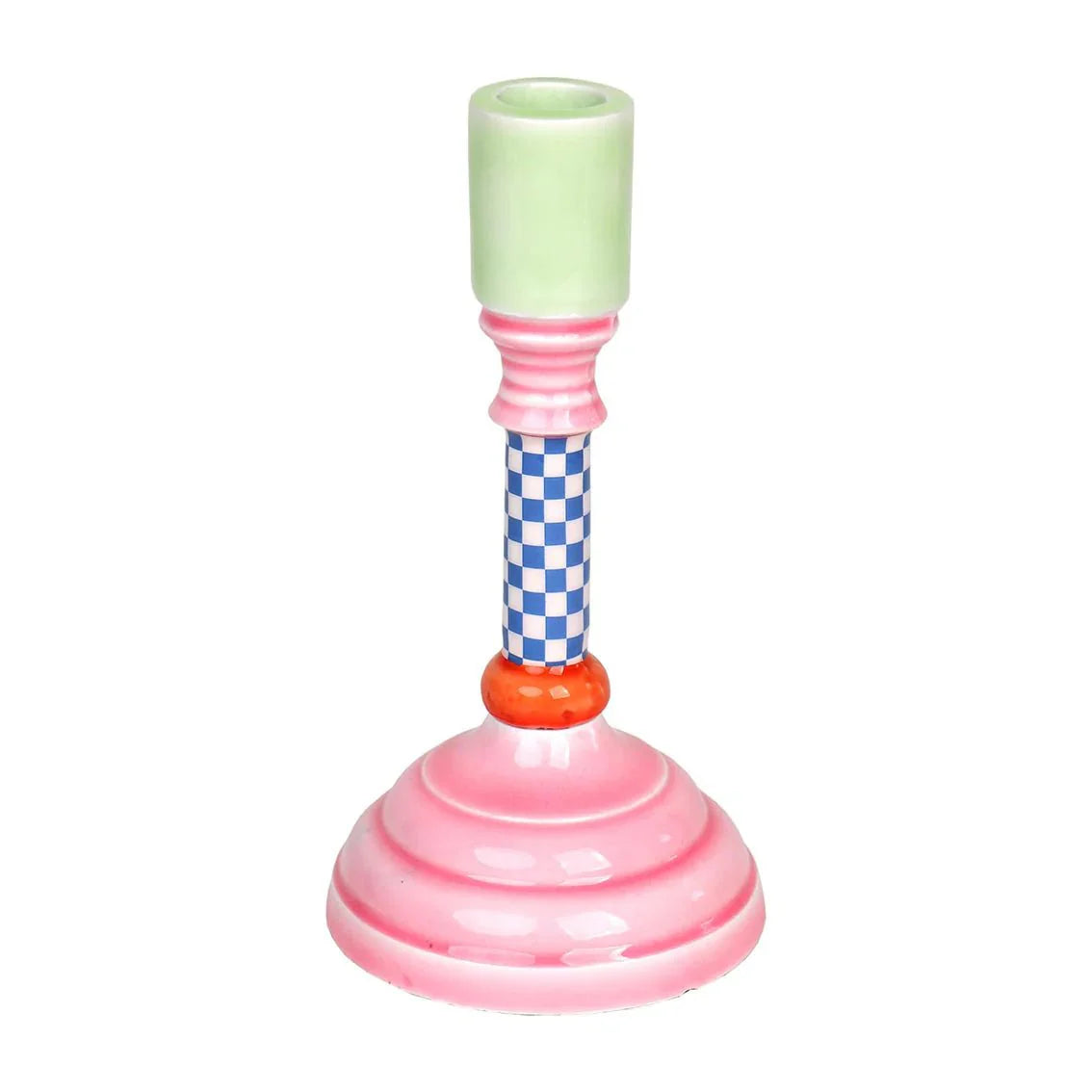 Block Colour Enamel Candle Stick Holder - CSHOP - HOLD - MTL - STR - CHECK - Uneeka