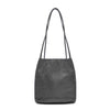Block Colour Faux Leather Shoulder Handbag - 6773 - CHARCOAL - Uneeka
