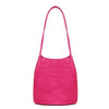 Block Colour Faux Leather Shoulder Handbag - 6773 - PINK - Uneeka