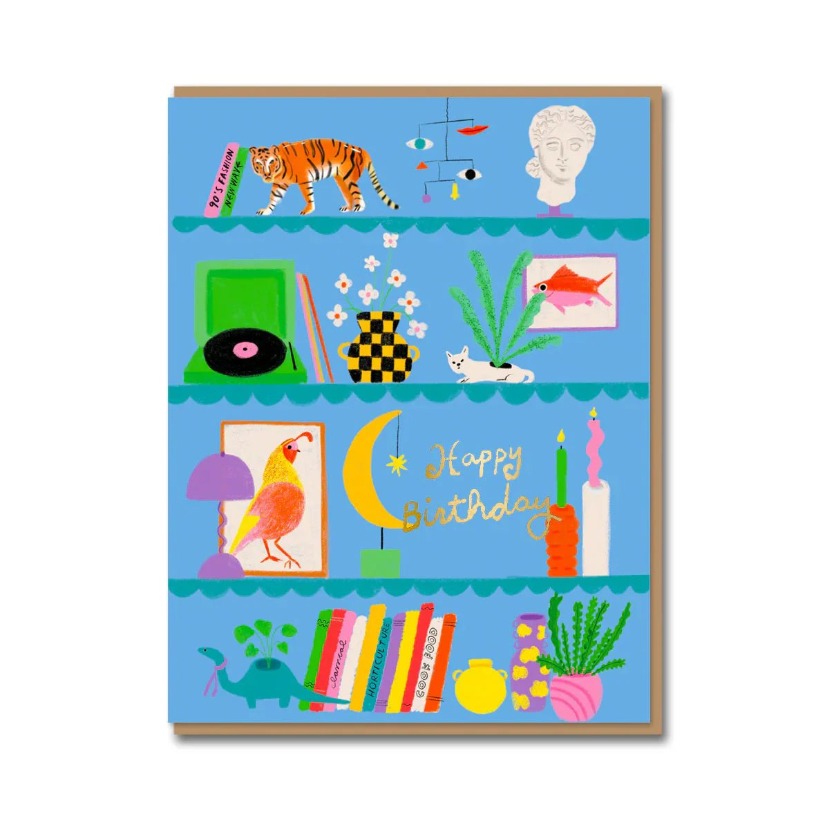 Bookshelves Birthday Greetings Card - 1854 - Uneeka