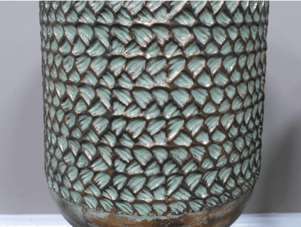 Braided Leaf Embossed Metal Plant Stand - 8538S - Uneeka