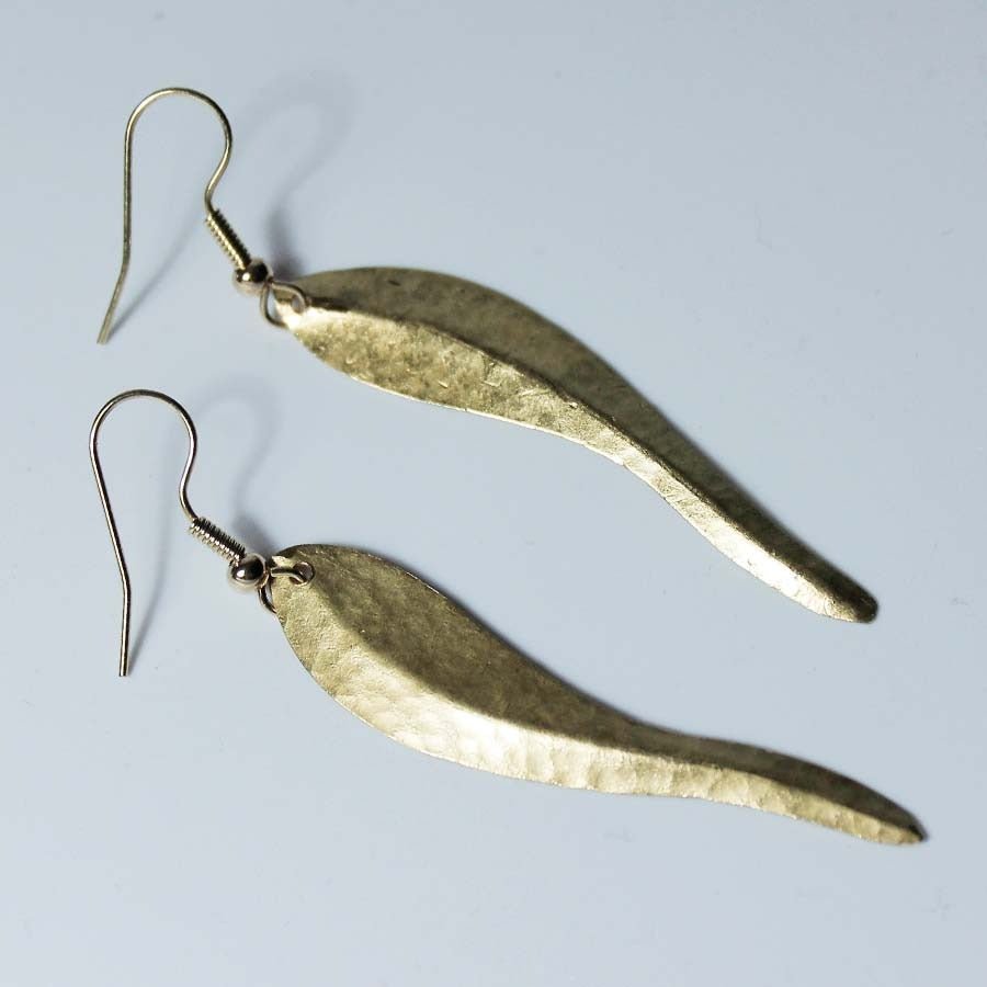 Brass Chilli Leaf Earrings - JEMB38 - Uneeka