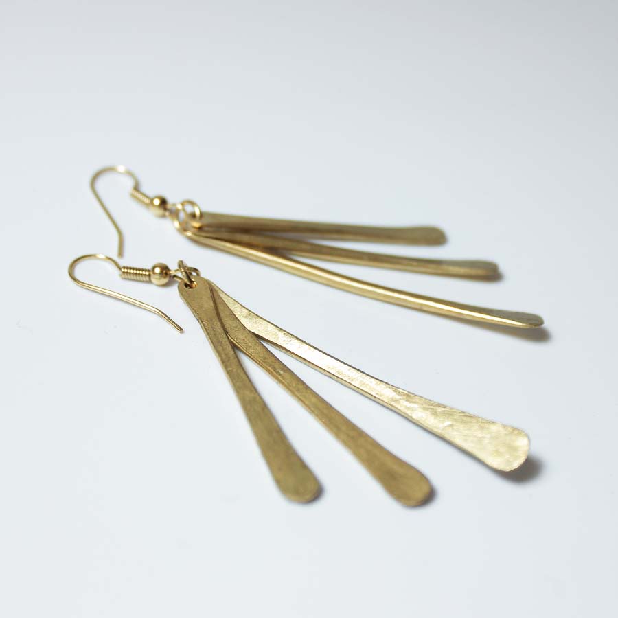 Brass Three Sticks Earrings - JEMB7 - Uneeka