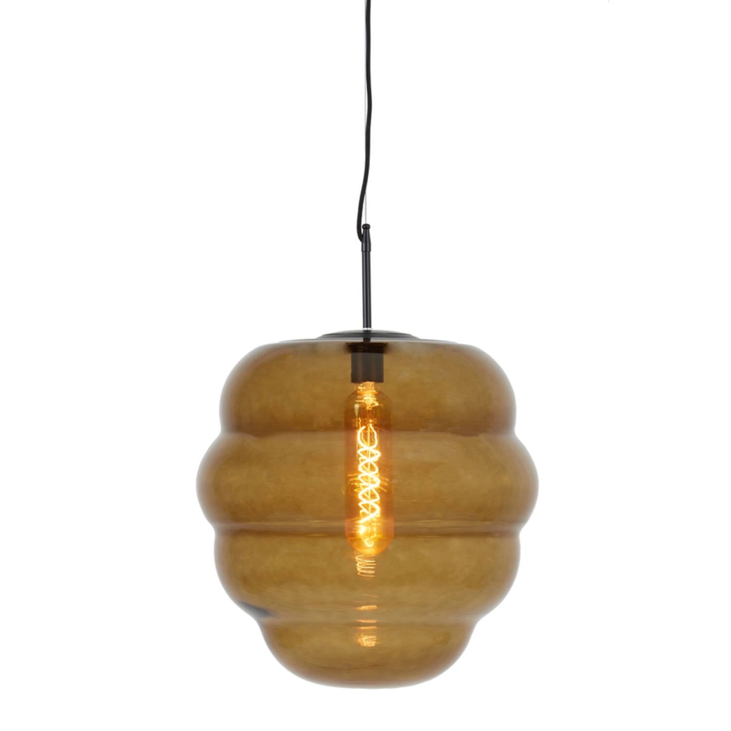 Brown Glass Beehive Style Hanging Lamp - 2961264 - Uneeka