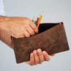 Buffalo Leather Zipped Pouch Bag* - HIBLP - BR - Uneeka