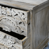 Carved Mango Wood Bedside Table - 9706 - Uneeka