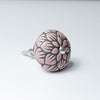 Ceramic Doorknob With Black Flower Detail - DK100 - T - Uneeka
