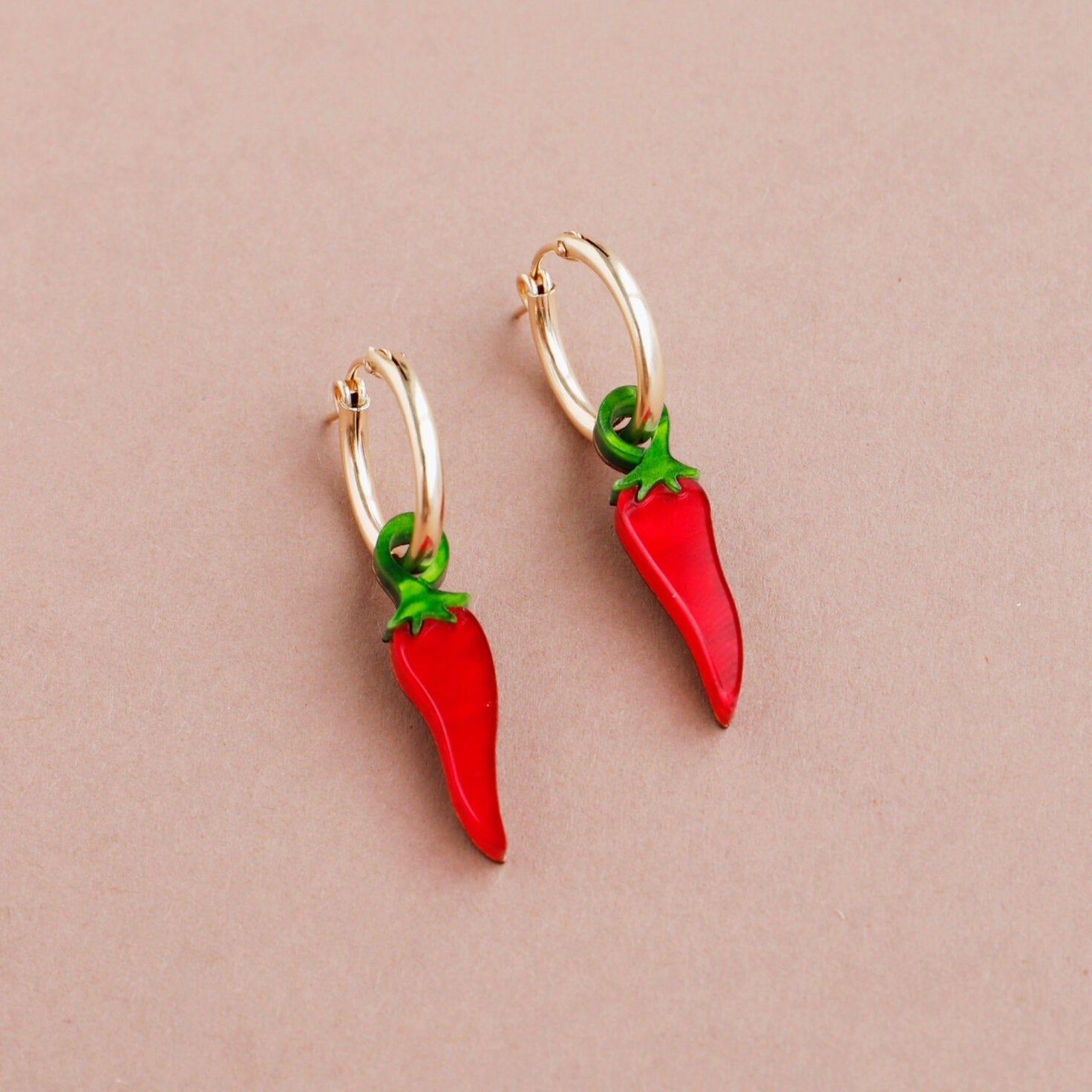 Chilli Pepper Gold Hoops - GC231401H - Uneeka