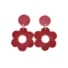 Chunky Red Clay Flower & Circle Earrings - TAR2416 - Uneeka