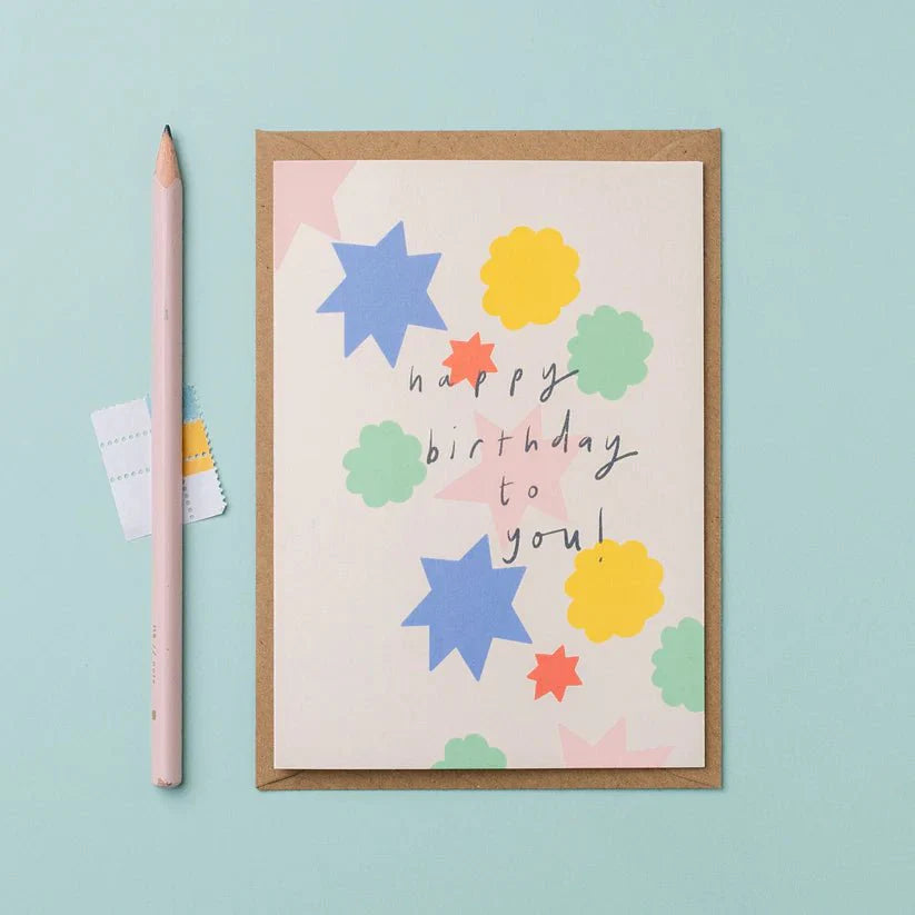 Colourful Birthday Shapes Happy Birthday Card - B08 Birthday Shapes - Uneeka
