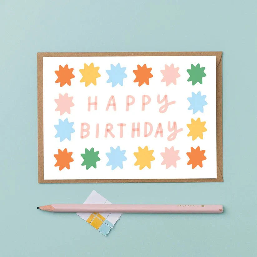 Colourful Birthday Stars Happy Birthday Card - B41 - Birthday Stars - Uneeka